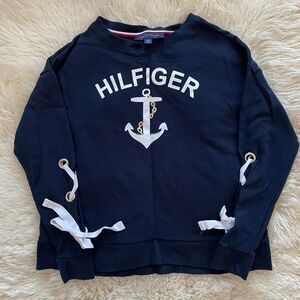 Tommy-hilfiger Women's Navy and White Sweatshirt